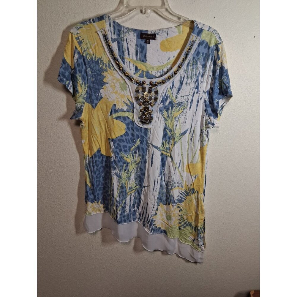 Multiples Blouse Beaded Granny Y2K Business Casual Women's Size Medium